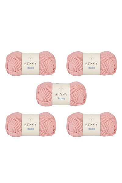 SENSY Roving Hand Knitting Thread 5 Pieces Scarf Beanie Thread Sweater Poncho Thread Cardigan Thread Knitting Thread