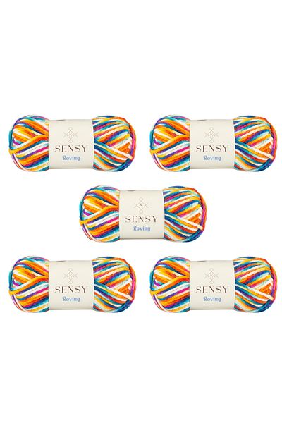 SENSY Roving Hand Knitting Thread 5 Pieces Scarf Beanie Thread Sweater Poncho Thread Cardigan Thread Knitting Thread