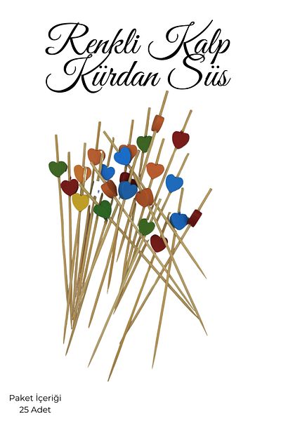 PASTRY PLANET Decorative Toothpick Ornament Colorful Heart [20 Pieces]