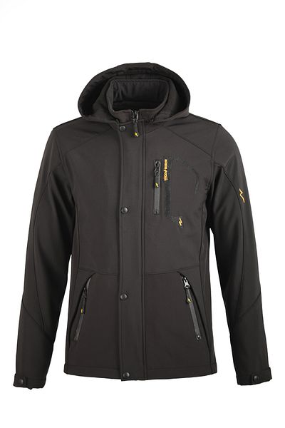 Oliggopol Ανδρικό μαύρο παλτό Softshell με γούνα στο εσωτερικό και αντιανεμικό παλτό και μπουφάν