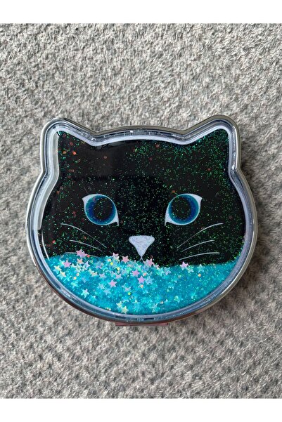 BLA GROUP SİYAH KEDİ Tasarımlı SİMLİ SULU Kozmetik Cep Çanta Aynası Kapaklı E...