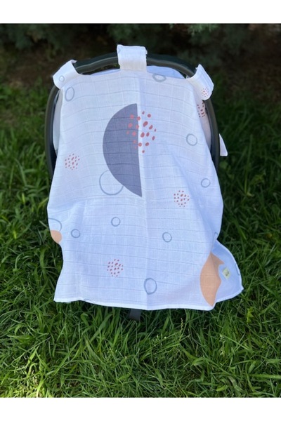 KEY KIDS غطاء من الموسلين العضوي بتصميم القمر لعربة الأطفال