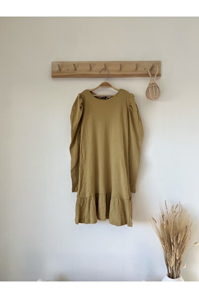 KEY KIDS Rochie pentru fete scandinave cu nervuri modal muștar