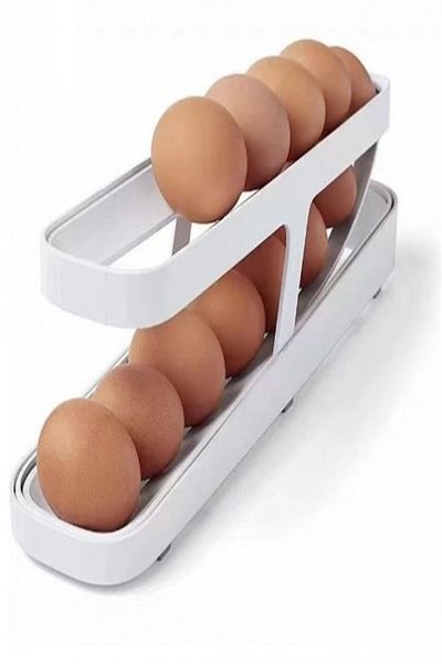 Tor Store 2 Tiers Automatic Refrigerator Egg Stand Egg Container Egg Holder