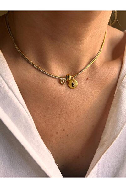 Rossetto Atelier Mix Renk Zincirli Tasarım E Harfli Kolye