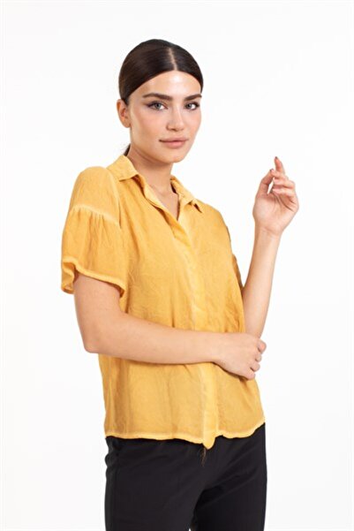 Villager&Son Ktn Şifon K.kol Gömlek Sarı