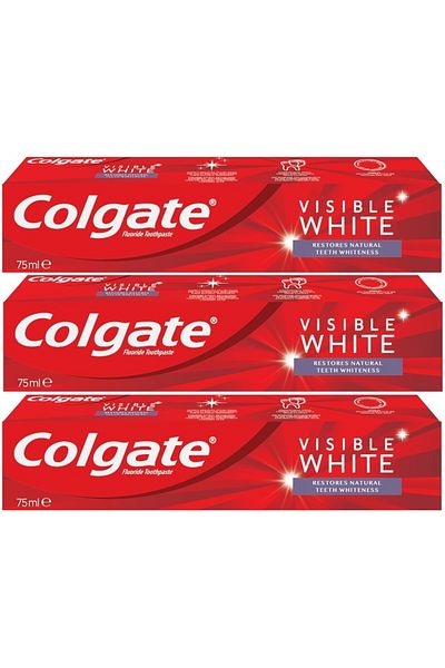 Colgate معجون أسنان 75 مل أبيض مرئي/بيضاء مرئية (مجموعة من 3)