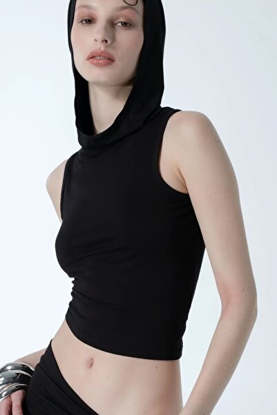 World Fashion Trends Αμάνικο Flexible Crop με κουκούλα