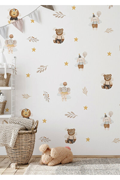 WALLHUMAN Komik Hayvanlar Çocuk Odası Duvar Stickerı