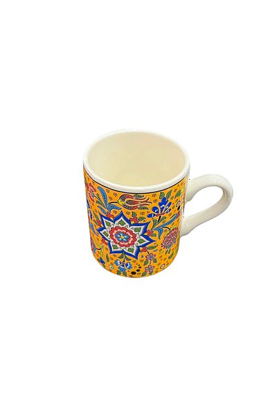 turzuccaciye ENSAR TULIP MOTIF MIXED YELLOW CHINA EMBROIDERY CERAMIC MUG