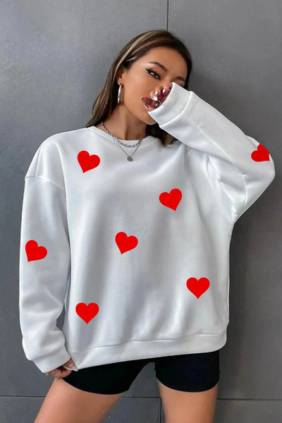 Machetta Ženska majica sa kapuljačom Heart Štampano Oversize kroj