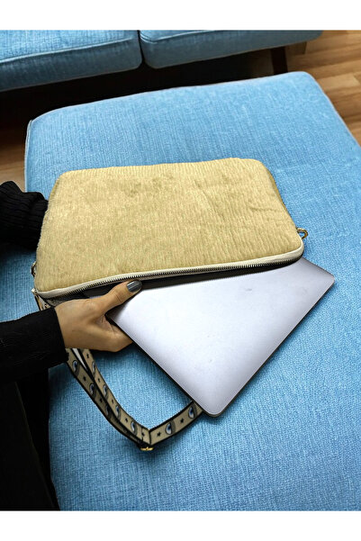 PLUSH STUDIO 13-13.3-14 Inch Plush Macbook, Laptop Bag, Beige Toscase