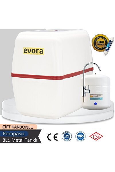 Evora 5 Aşamalı 8 Lt Beyaz Kapalı Oval Kasa Pompasız Su Arıtma Cihazı