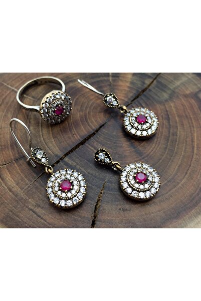 Doğan Silver 925 AYAR GÜMÜŞ YAKUT VE ZİRKON TAŞLI YUVARLAK MODELİ OTANTİK ÜÇL...