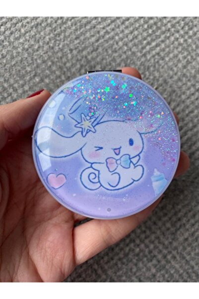 BLA GROUP SANRİO CİNNAMOROLL SİMLİ SULU Kozmetik Cep Çanta Aynası Kapaklı El ...