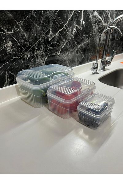 ALBAK Life 3 Pieces Rectangular Locking Storage Container Set ( 2.3 LT X 850 ML X 380 ML