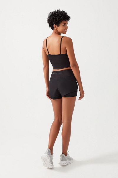 LOS OJOS Schwarze 2-Lagen-Sportshorts für Damen – Strumpfhose mit Shorts 2in1