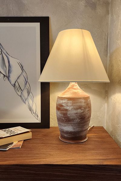 Qdec Vintage Ceramic Lampshade Large Red-Conical White