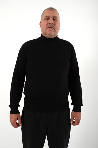 Trist Star Men's Black Large Size Half Turtleneck 100% Cotton Sweater TRIST-2002
