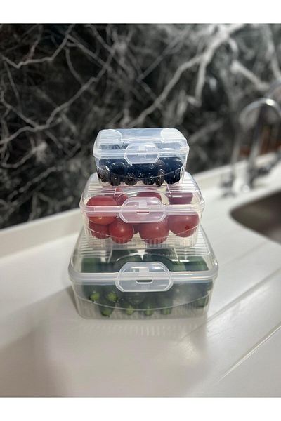 ALBAK Life 3 Pieces Rectangular Locking Storage Container Set ( 2.3 LT X 850 ML X 380 ML