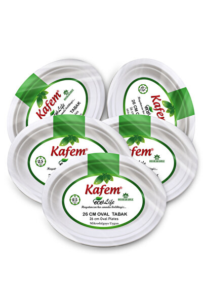 KAFEM Ekolojik Karton Oval Tabak 26 Cm 25 Li X 5 Paket