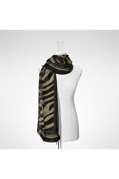 AKİPEK Büyük Zebra Desenli Viskon Şal