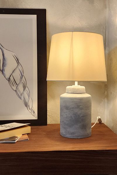Qdec Vintage Ceramic Lampshade Cylinder Grey-White
