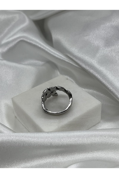 Yıldız Accessory Unisex Adjustable Steel Feather Ring