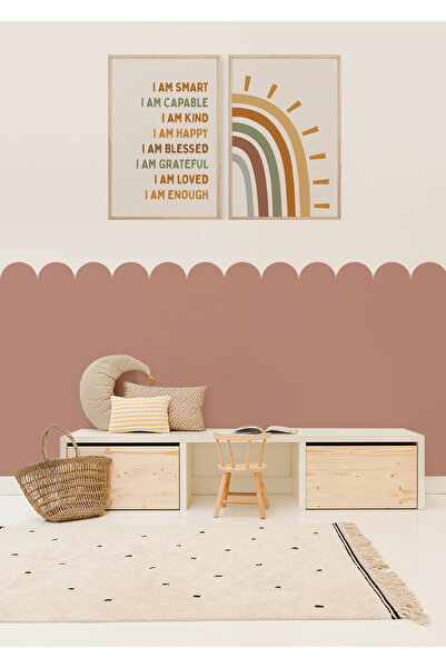 WALLHUMAN Bohem Tarz Dekoratif Çit Detaylı Dalgalı Çocuk Genç Odası Duvar Dek...