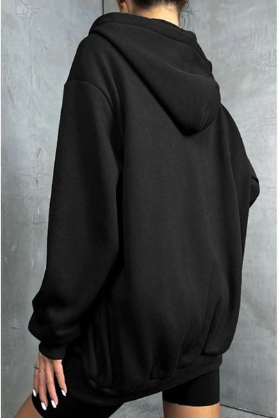 makiteks Φούτερ με κουκούλα με φερμουάρ Oversize εποχιακό Unisex με τσέπη