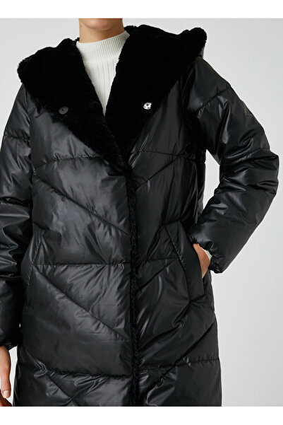 Koton Schwarzer Damenmantel 4wak00022ew