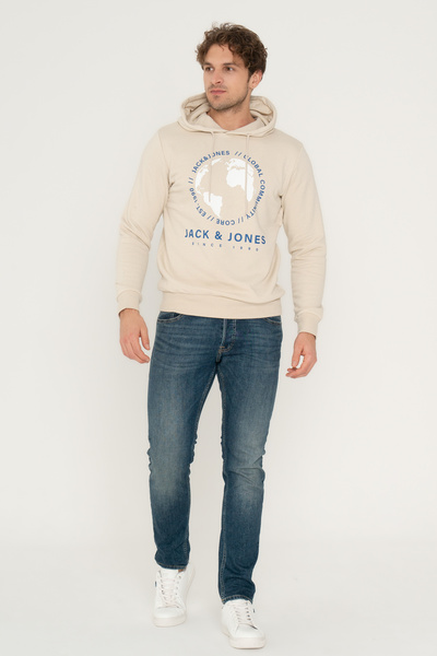 Jack & Jones Logo Baskılı Kapüşonlu Sweatshirt - Round