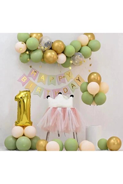 MFM 1 an La mulți ani set baloane cu lanț de aniversare colorat 100 cm