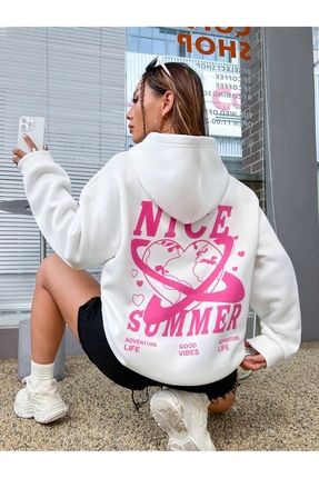 Black Sokak Pembe Nice Summer Bask l Oversize Kapu onlu Unisex Sweatshirt