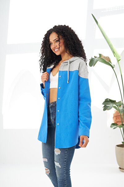 MİA NOURA πουκάμισο με κουκούλα γκαμπαρντίνα