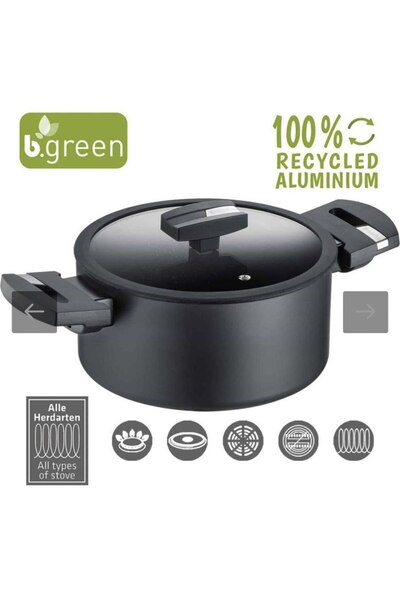 Berndes Quartz Seramik B.Green İndüksiyonlu 8 Parça Tencere Tava Takımı Siyah
