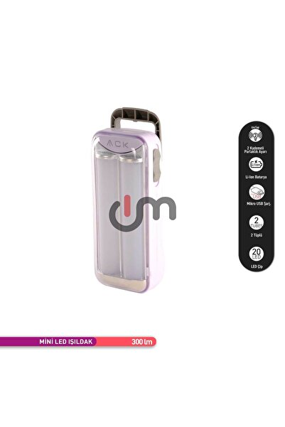 ACK 20 LED Şarj Edilebilir İki Kademeli Işıldak