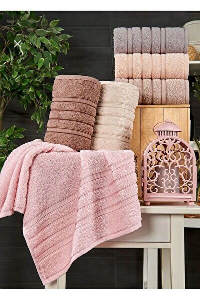 TİNİMİNİ HOME طقم مناشف قطن 100% مكون من 6 قطع| ألوان مختلطة| خطوط لامعة| منش...