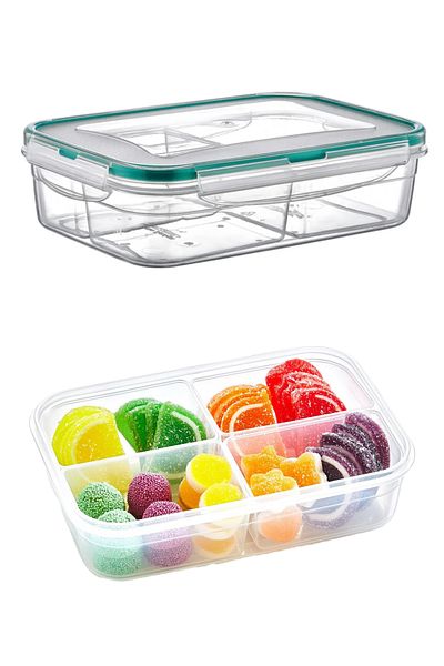 Emofom Fresh Box 4 Compartment Storage Container 1000 ml Airtight Liquid Leak Proof Feeding Container
