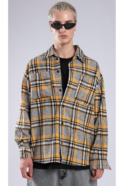Catch Unisex Los Angeles Printed Oversize Stamped Shirt Yellow 1549