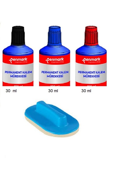 PENMAX penmark 3 Renk Beyaz Tahta Kalemi Mürekkebi 30 Ml Kırmızı-mavi-siyah+ ...