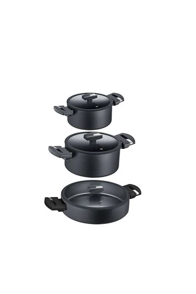 Berndes Quartz Ceramic B.Green Induction 6 Piece Saucepan Set Black