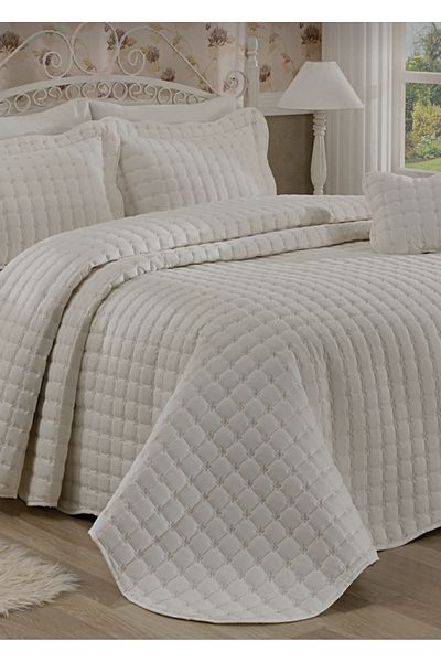 enti ev tekstili Zigana Home Gold Asmin - Double White Bedspread, Width 250 Size 260 Zgn & 192312 #