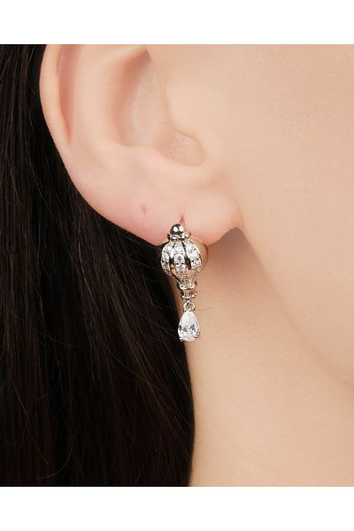Lekka Design Women's Non-Tarnish Steel Luxury Jewelry Zircon Stone Silver Colored Cappadocia Flying Balloon Earrings
