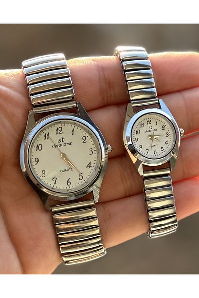 Show Time STAINLESS STEEL WOMEN'S/MALE PAIRS WRISTWATCH