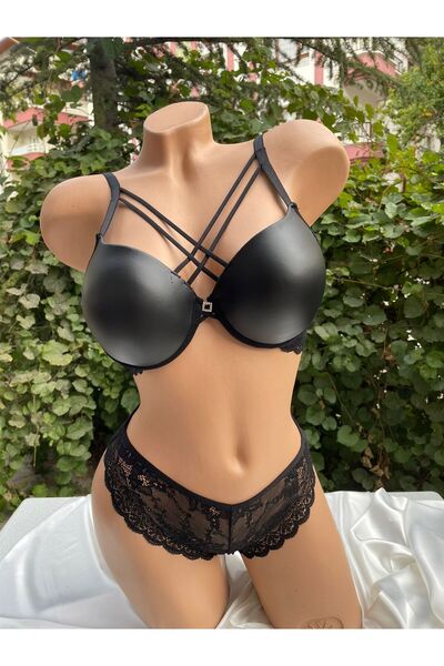 KARAZ DOLGULU ÇAPRAZ İPLİ SİYAH DERİ TAKIM