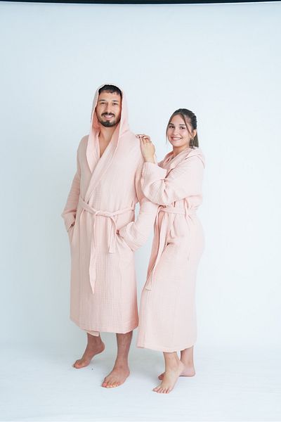 Natural Μπουρνούζι Unisex Μουσελίνα 4 στρώσεων - Με κουκούλα