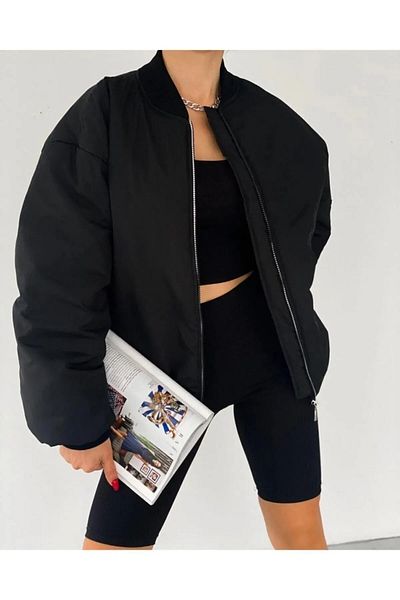 La Querta Schwarze Bomberjacke für Unisex