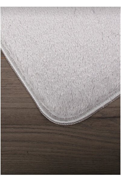 JEL Gri 80x150 + 50x80 cm Büyük Ebat 2'li Banyo Halısı Paspası Seti Kaymaz Klozet Takımı