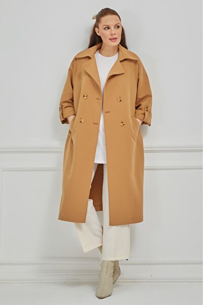 Wazze Astarsız Dökümlü Uzun Su Itici Oversize Trençkot